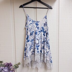 Freshman 1996 Blue and White Floral Top